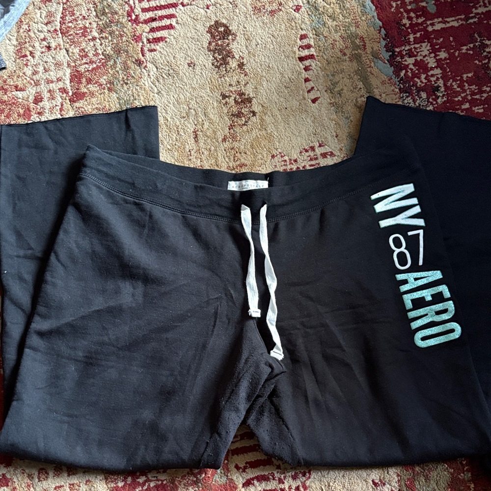 Aeropostale Black Joggers with White Drawstring